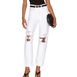Agolde 90's High Rise Loose Distressed WhiteJeans Women Size 28 Casual Revolve